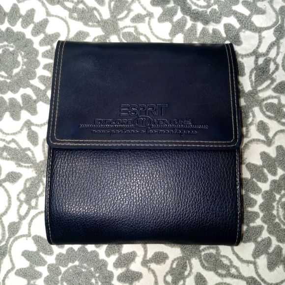Esprit Handbags - RARE Find: Esprit Vintage 1968 Navy Leather Clutch/Oversized Wallet